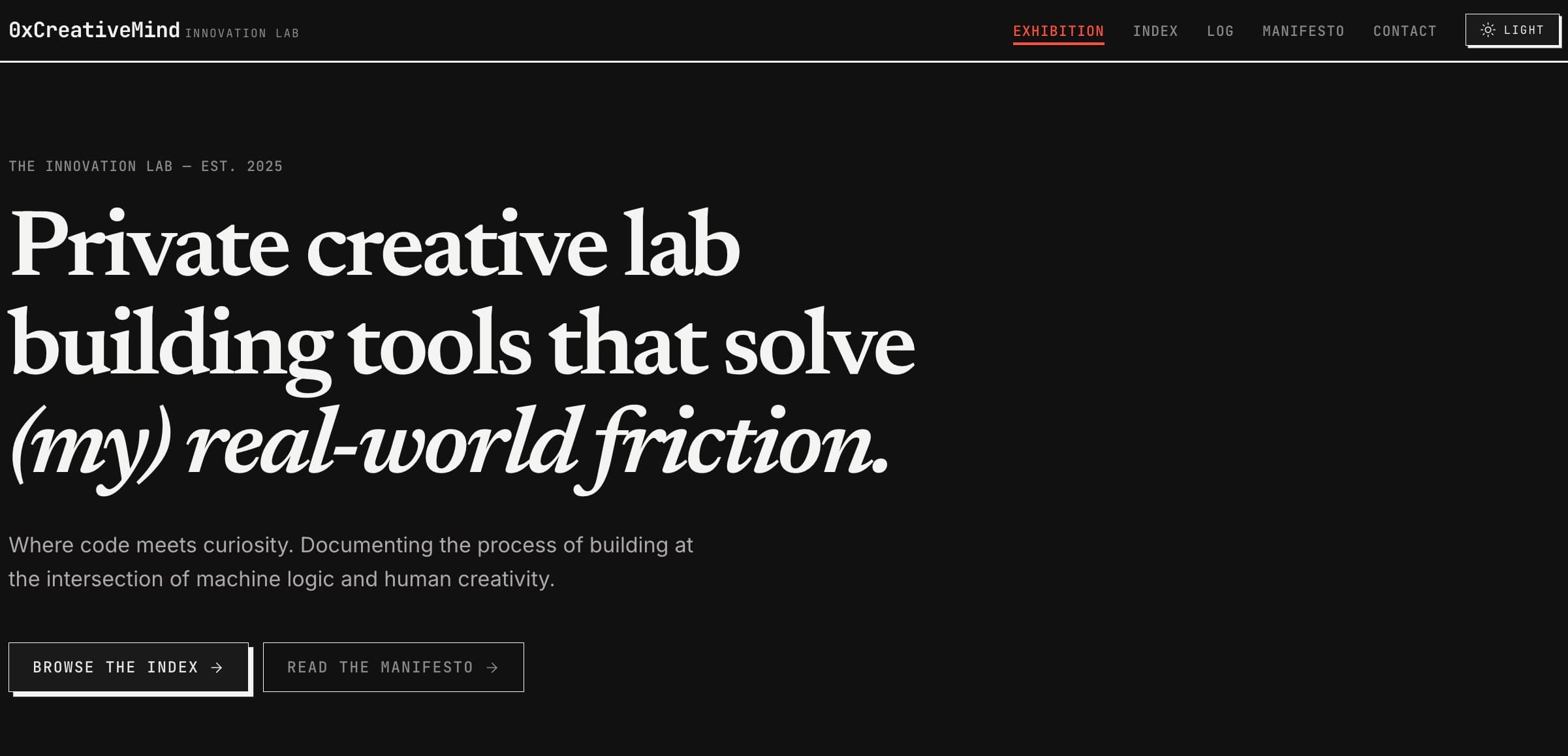 0xCreativeMind: The lab, entered into its own catalog.